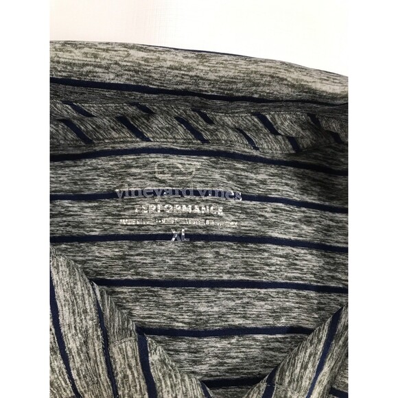 Vineyard Vines Performance Mens Striped Polo Shirt Xl Preppy Golf Logo Grey - Picture 6 of 9